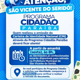 🚨 ATENÇÃO, SÃO VICENTE DO SERIDÓ!