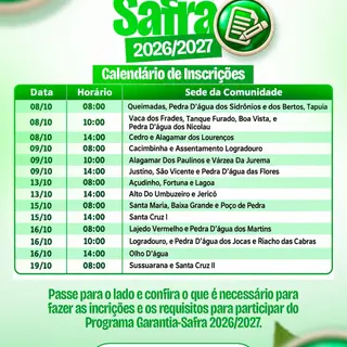 Atenção agricultores (as) do nosso município, nesta quinta-feira (08) se iniciam as ins...