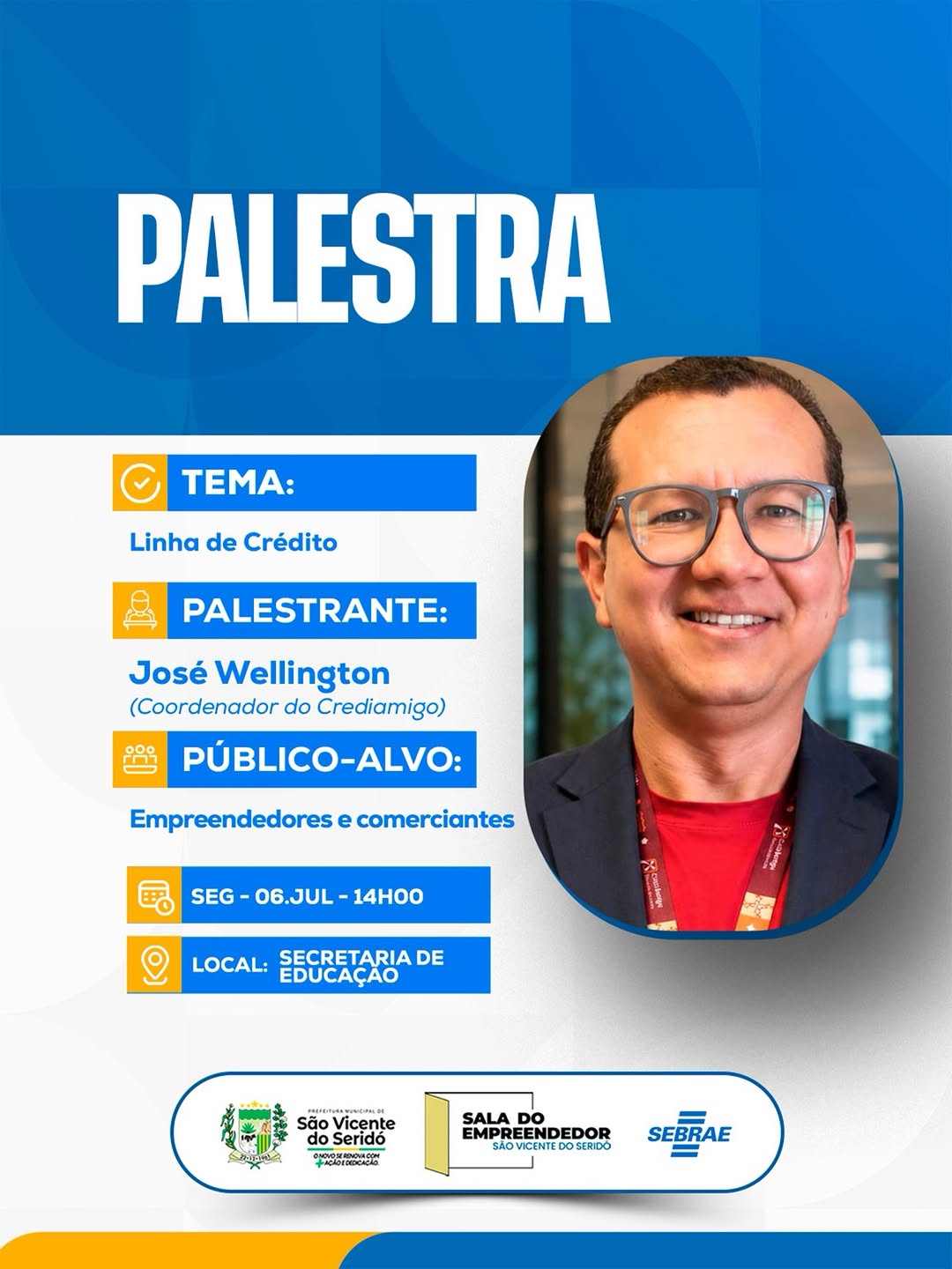 Atenção comerciantes/empreendedores, participe dessa importante palestra sobre o tema ‘...