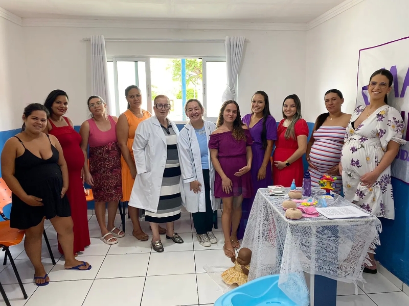 Gestantes acompanhadas na Unidade de Saúde Claudino José de Farias, em Seridó, participam de roda de conversa informativa
