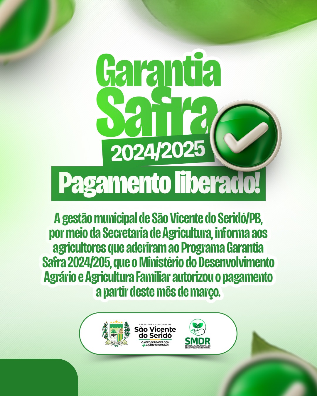 Garantia Safra 2024/2025 - Pagamento Liberado 🤑✅